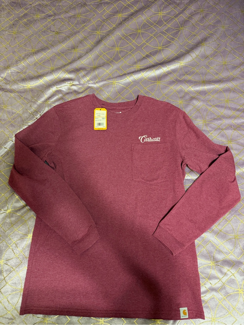 💥 WOMENS NWT Carhartt Maroon Long Sleeve Pocket Tee